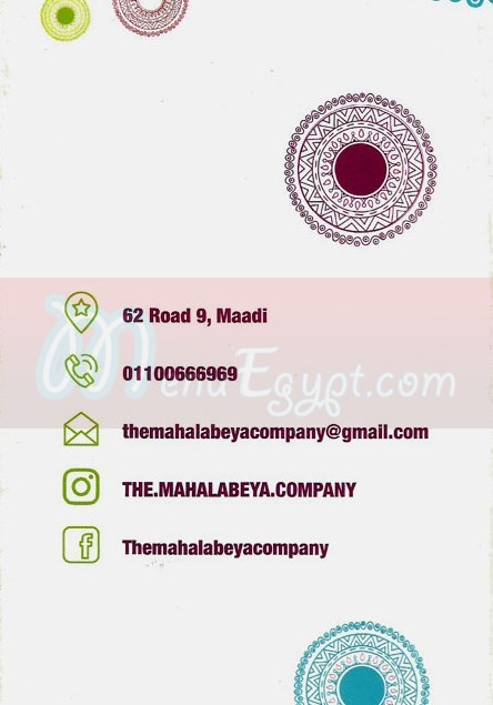 The Mahalabeya delivery menu